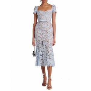 Self-Portrait Light Blue Lace Midi Dress